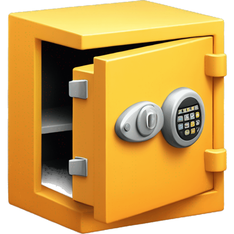 3d  isometric small safe in yellow or light orange emoji