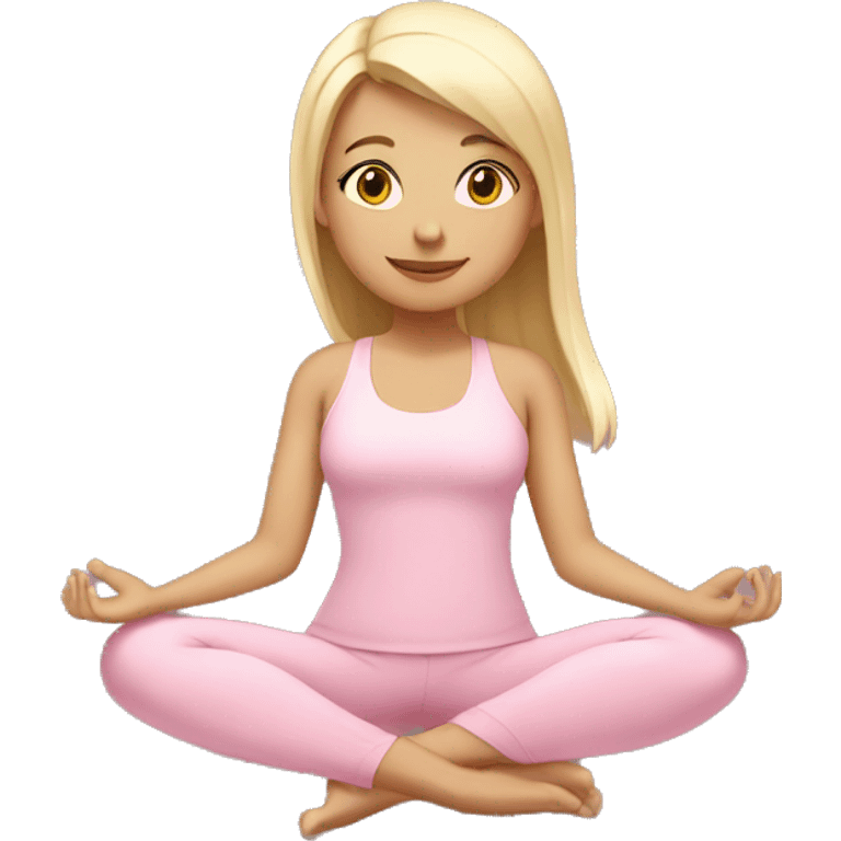 Blonde girl doing yoga with light pink outfit emoji