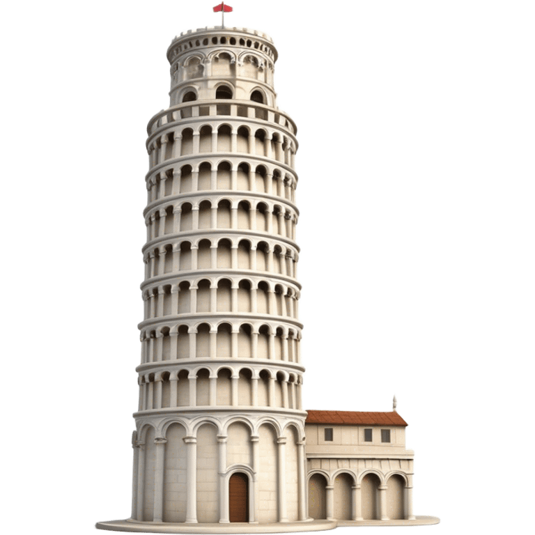 Cinematic Realistic Leaning Tower of Pisa Landmark Emoji, showcasing the iconic medieval tower with intricate stonework rendered with dynamic lighting and detailed textures. emoji