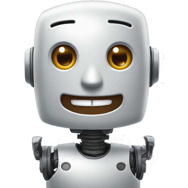 Robot with happy smile, only eyes, mouth, nose emoji