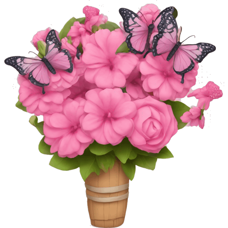 pink bouquet with butterflies emoji