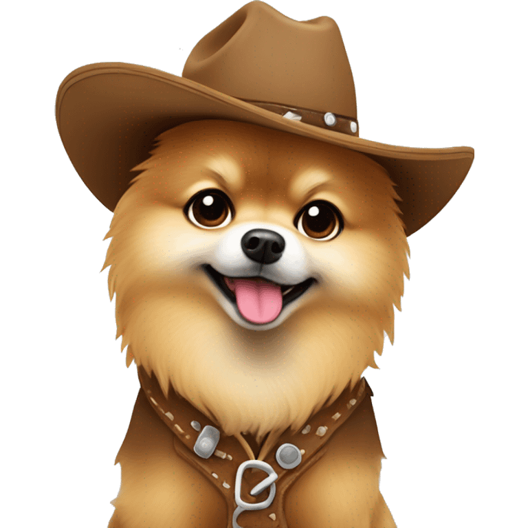 Pomeranian in cowboy outfit￼ emoji