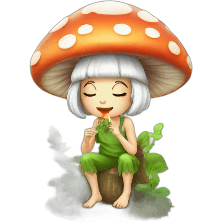 cute mushroom fairy smoking herbs emoji