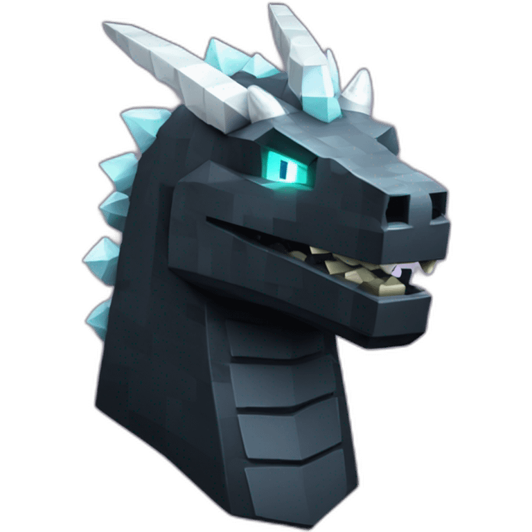 Minecraft Black Godzilla Head With Diamond Unicorn Horn emoji