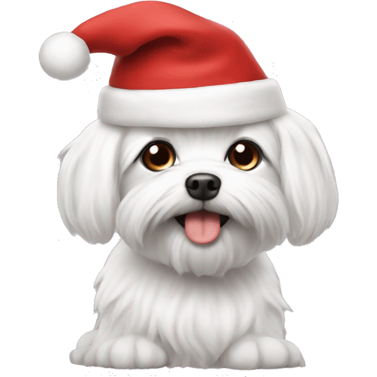 maltese with a santa hat emoji