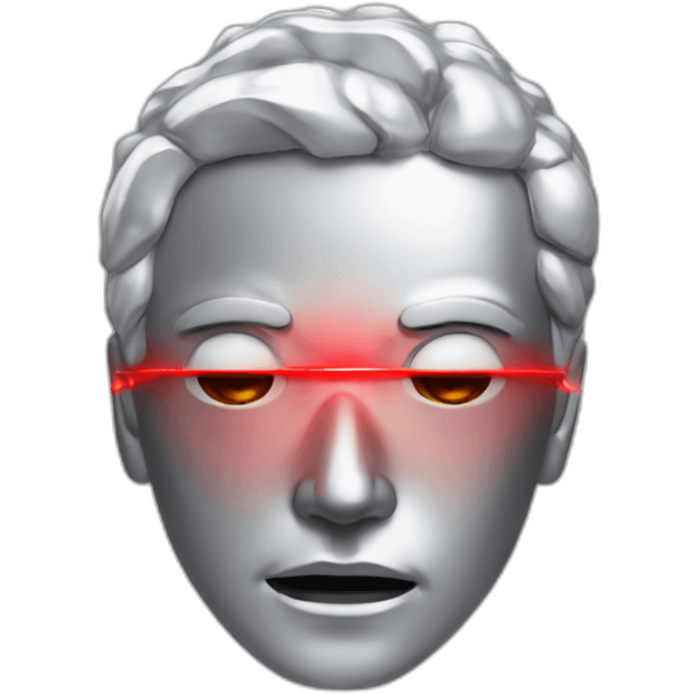 A silver human head with red laser beam coming out of eyes  emoji