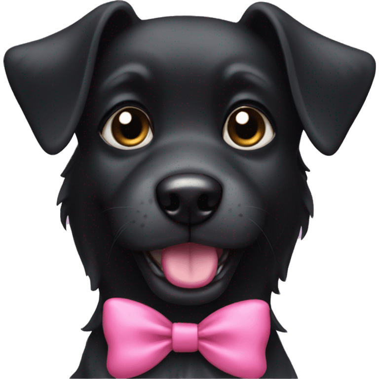 black dog with a pink bow emoji