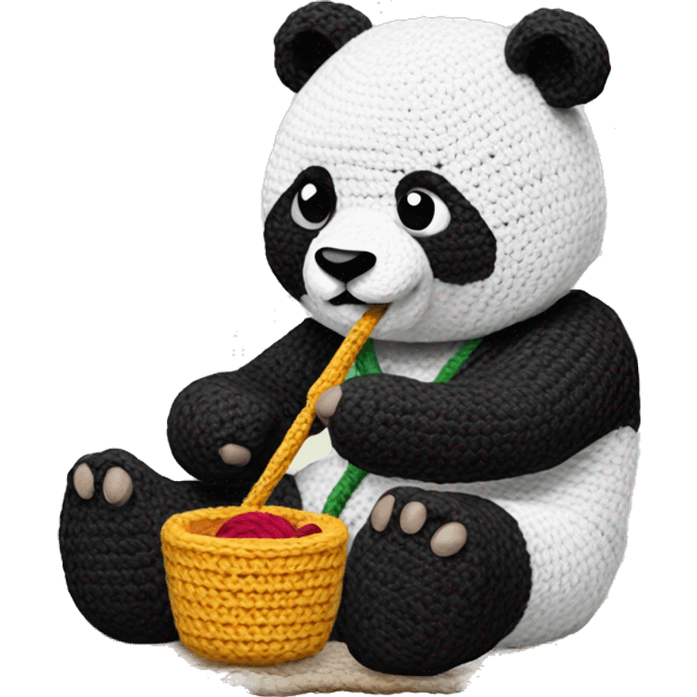 panda crocheting emoji