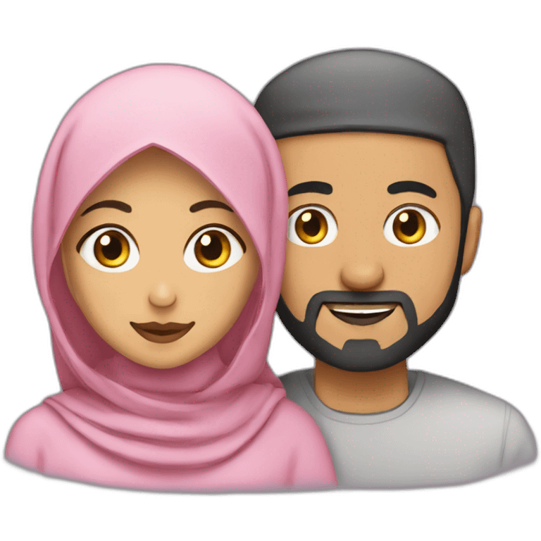 Hijabi woman with a arab man with a cat  emoji