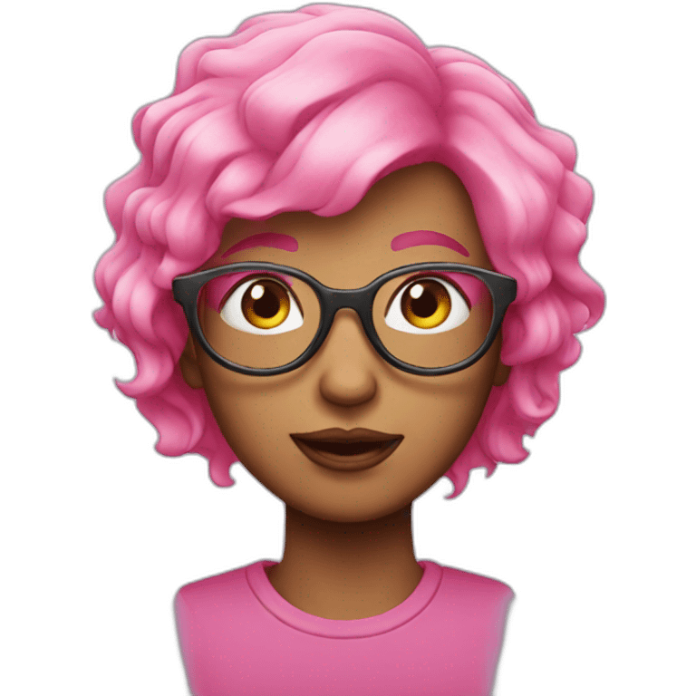 Pink hair whith glasses emoji