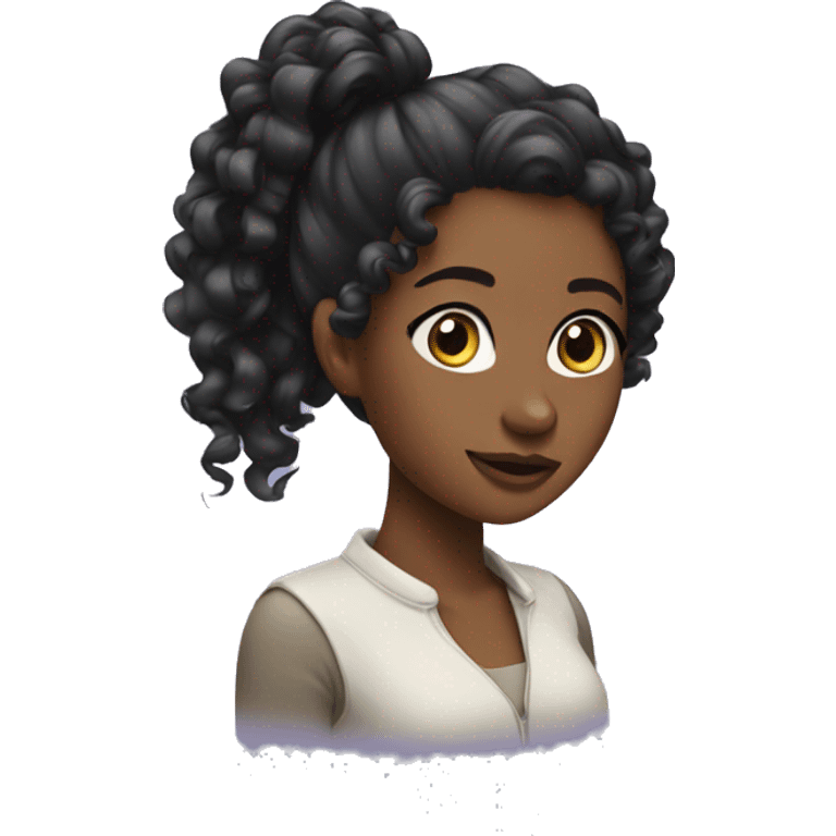 Black girl with curly ponytail emoji