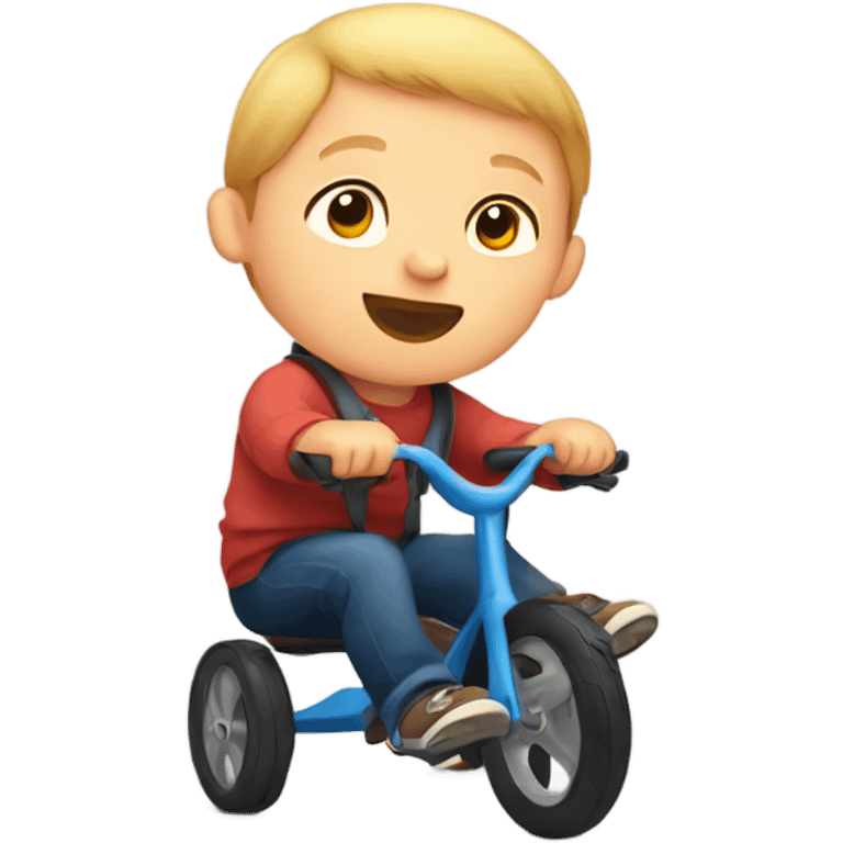 A kid with Down syndrome riding a tricycle  emoji