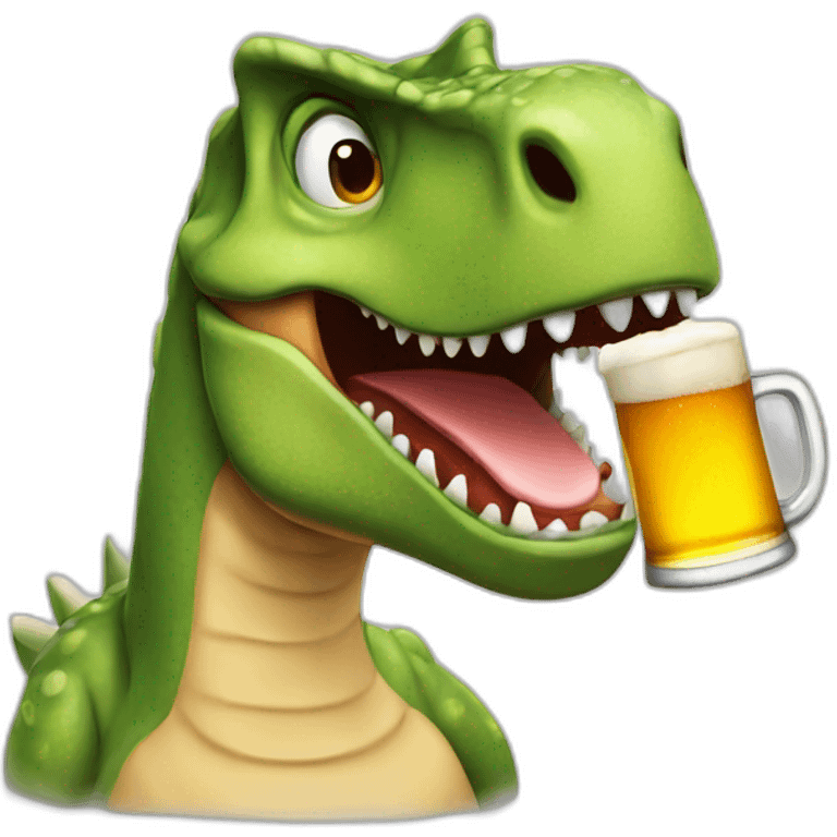 dinosaur with beer emoji