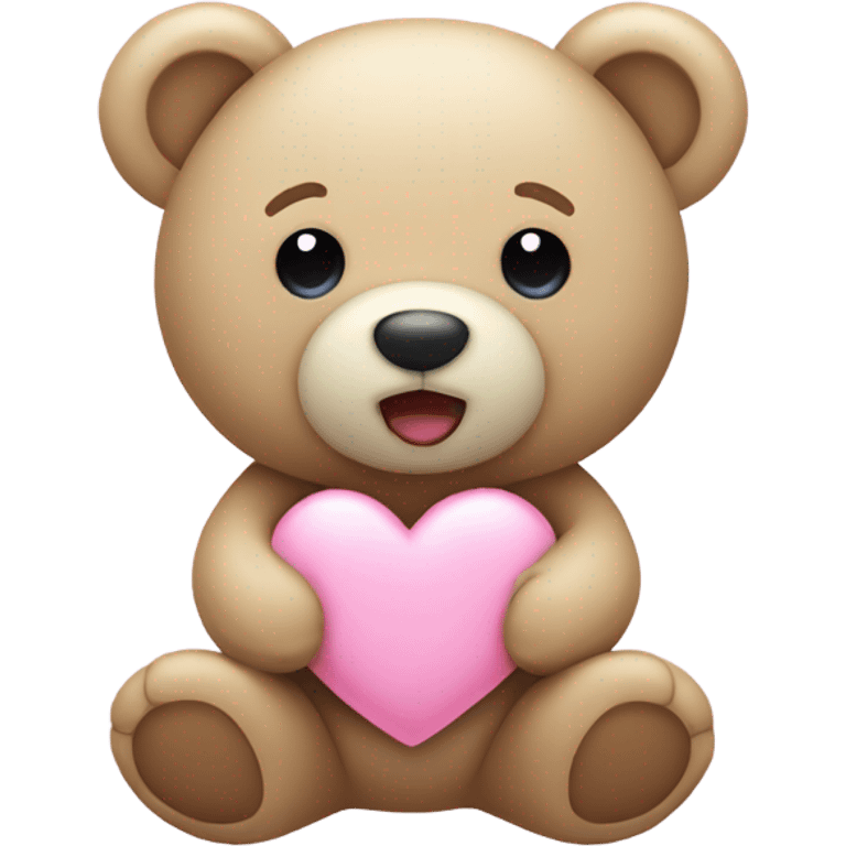 beige teddy bear and a pink pastel heart emoji