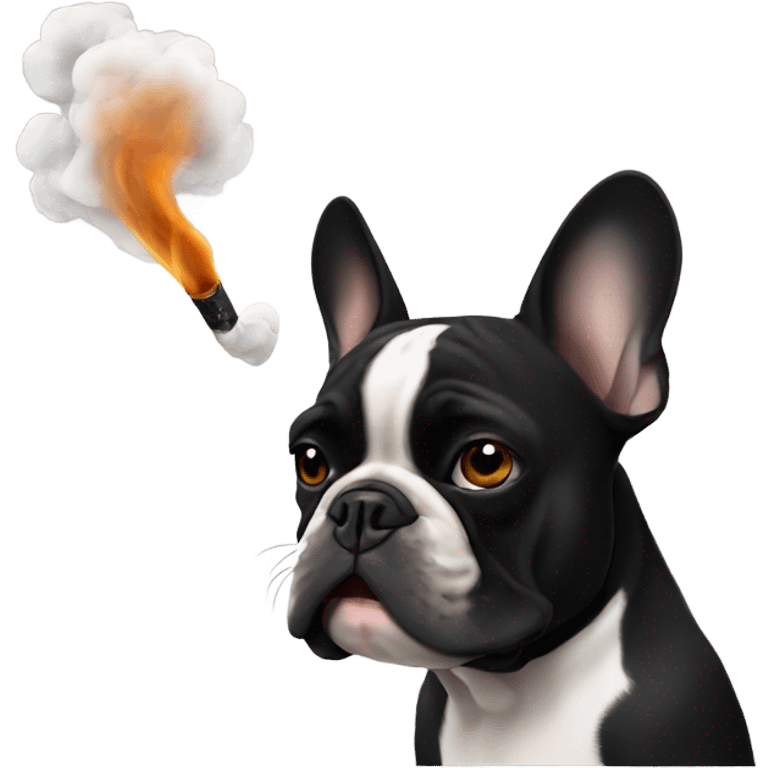 Black French bulldog smoking  emoji