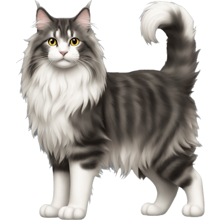 Norwegian forest cat full body emoji