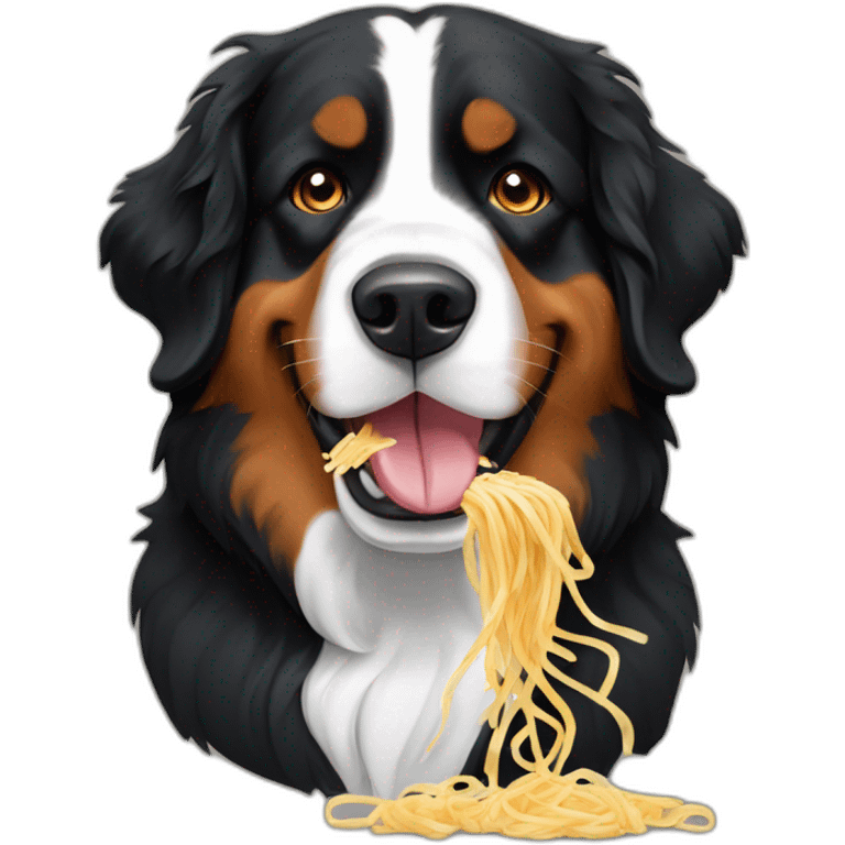 Bernese mountain dog eating spaghettis emoji