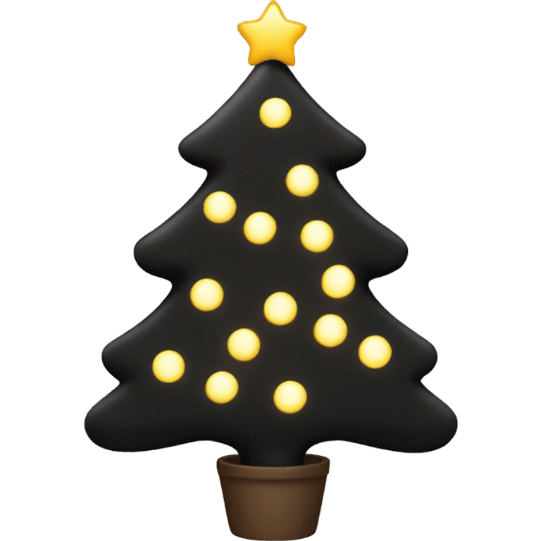 Black Christmas tree with warm white lights  emoji