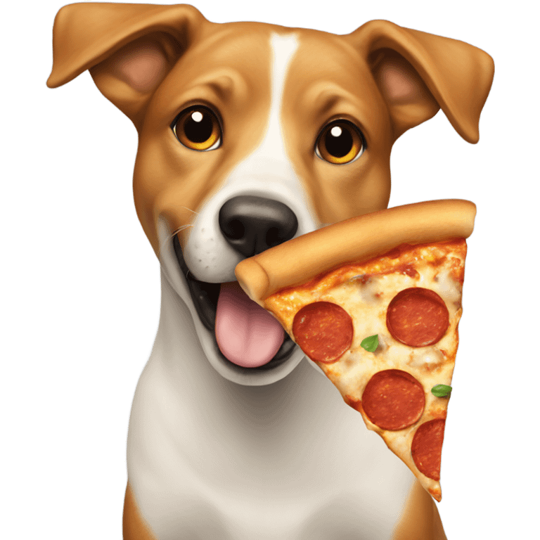 Dog eating pizza emoji