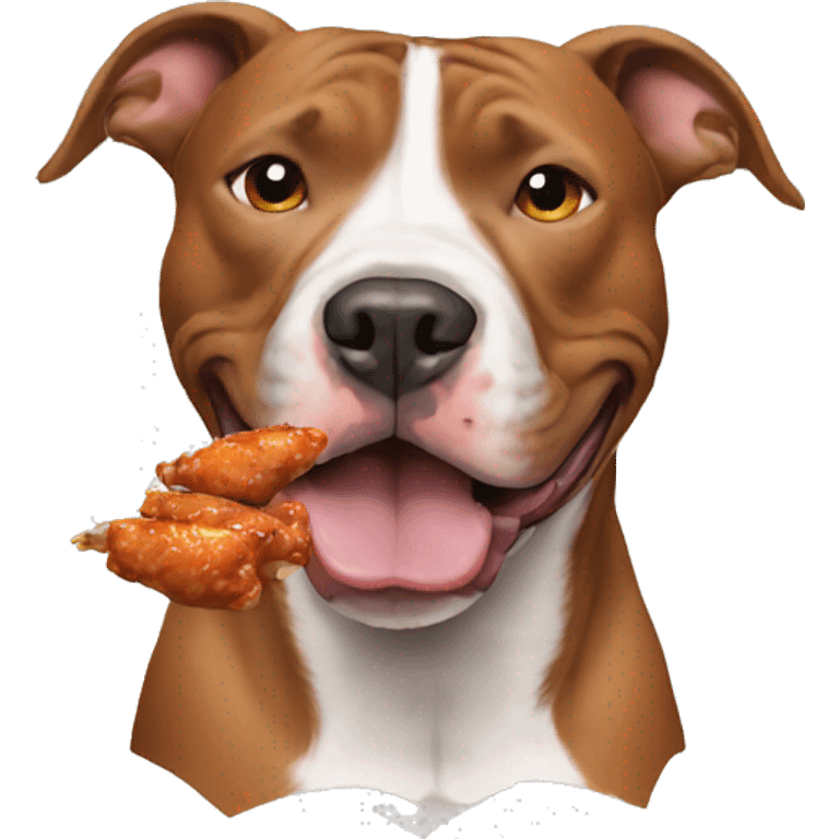 Pitbull eating chicken wings emoji