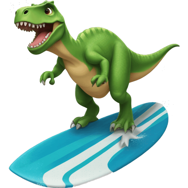 Dinosaur doing surf emoji