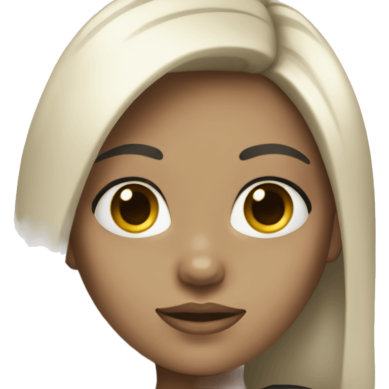 Girl with black hair with blonde highlights with white skin emoji