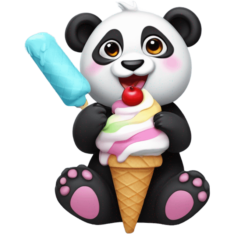 Panda eating ice cream emoji