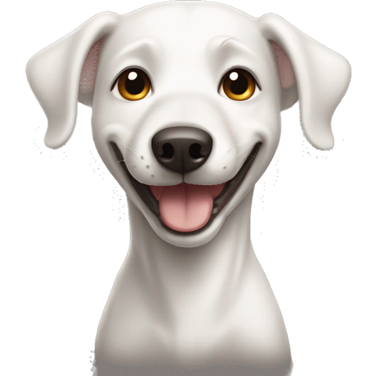 skinny smiling white dog  emoji