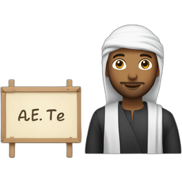 Homme en Qamis avec un panneau où il y’a écrit « je t’aime » emoji