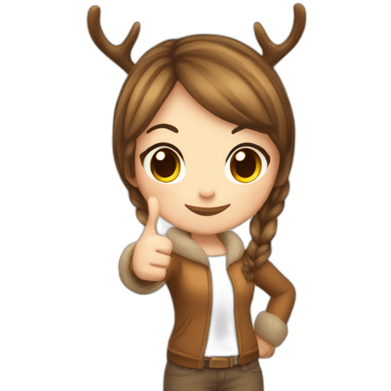 chibi-deer-antlers girl thumbs-up emoji