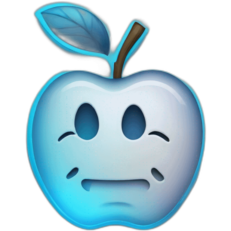 Apple Logo mit blauen neon licht emoji