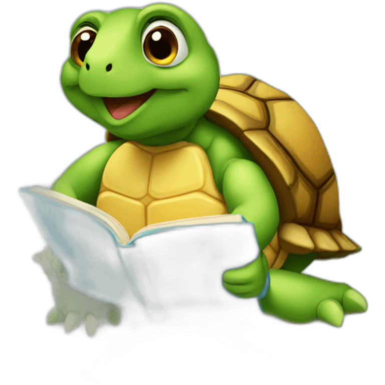 Tortoise Reading book emoji