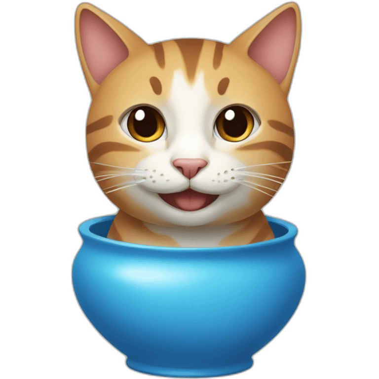 the head of a smiling cat emerging from a blue vase emoji