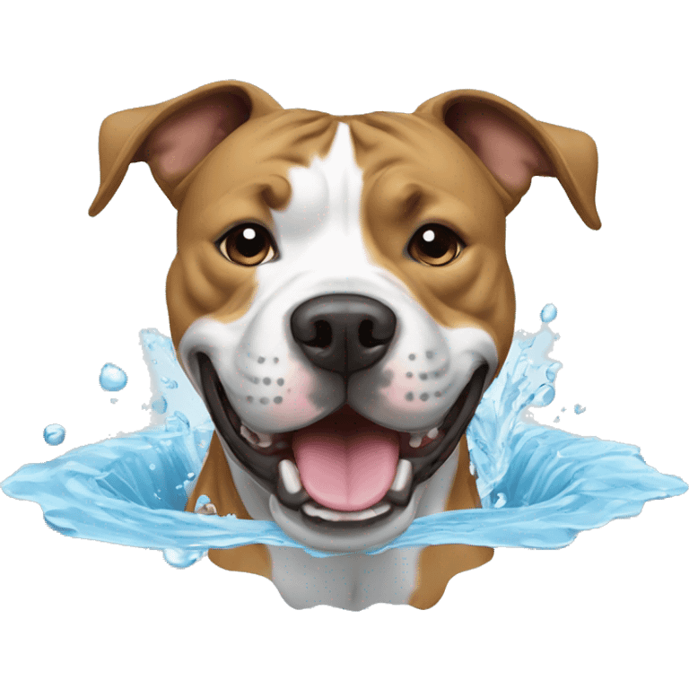 American Staffordshire Terrier with water flowing from his mouth emoji