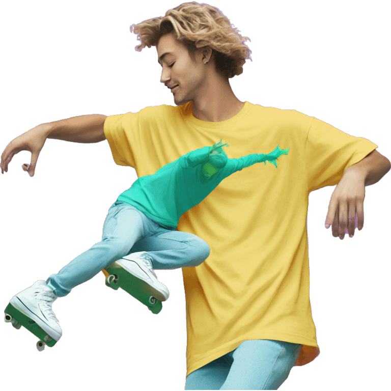 Vaporwave person dancing Skater fashion aesthetic baggy clothes graphic t shirt 420 emoji