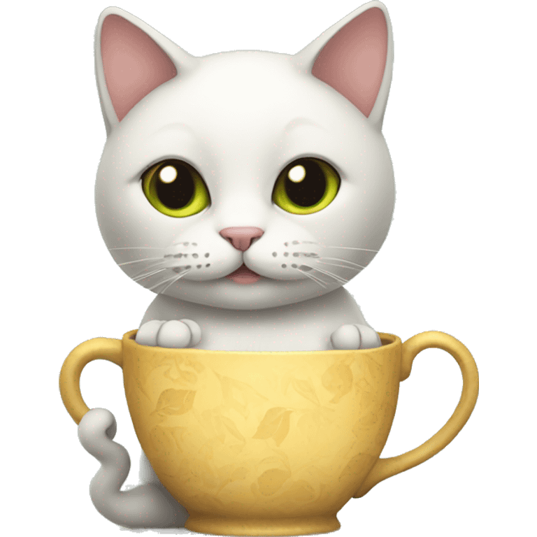 Cat holding tea emoji