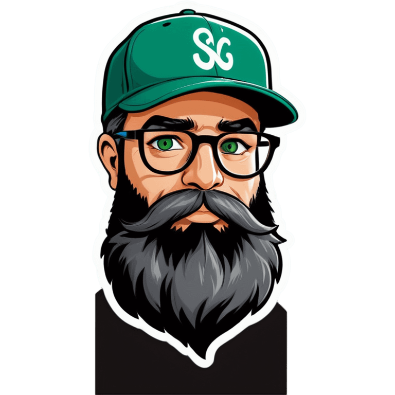 A bold man with a grey baseball cap, green eyes, big beard and glasses sending kiss emoji