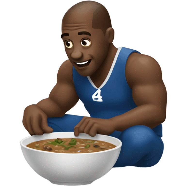 Man eating gumbo while watching football emoji