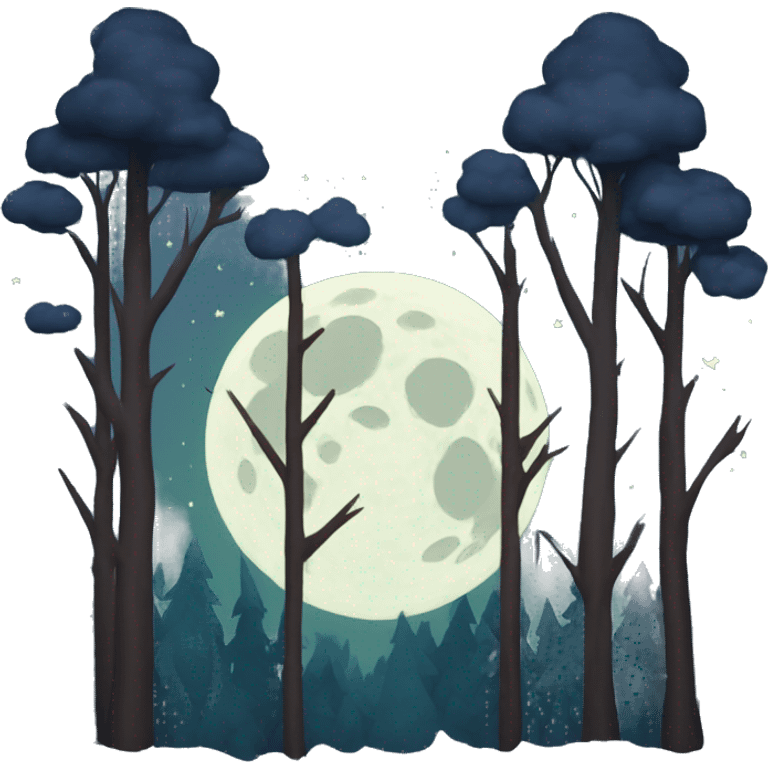 Forest night moon emoji