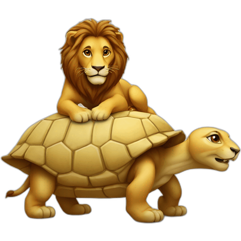 Un lion sur une tortue emoji