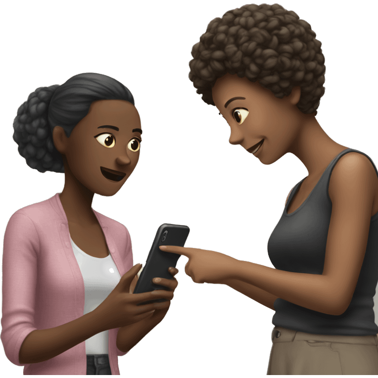 woman showing her phone to another woman emoji