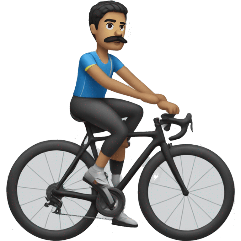 Cyclist with short dark hair with mustache emoji