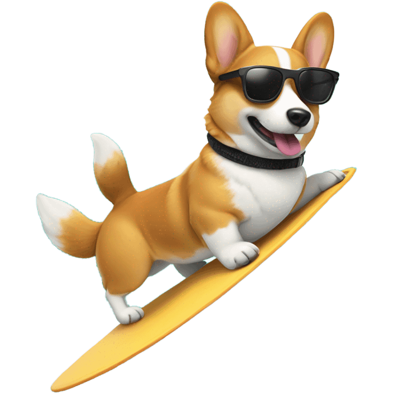 Corgi wearing sunglasses surfing on a wave  emoji