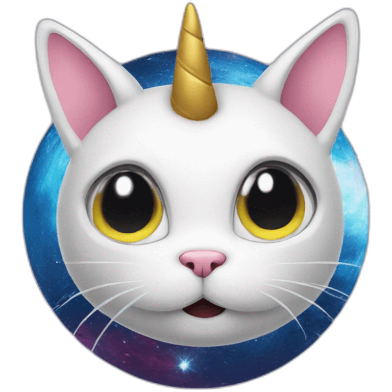 chat licorne dans l'espace emoji