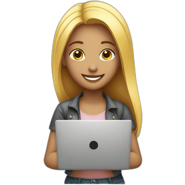 smiling girl with laptop emoji