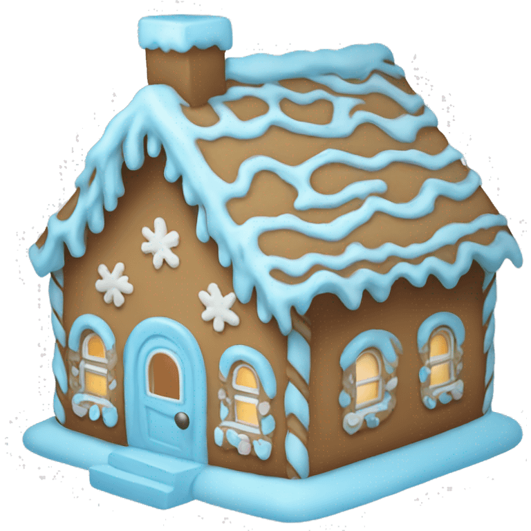 Cosy light blue gingerbread house  emoji