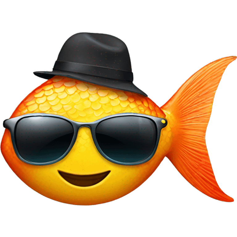 a fish with sunglasses and hat emoji