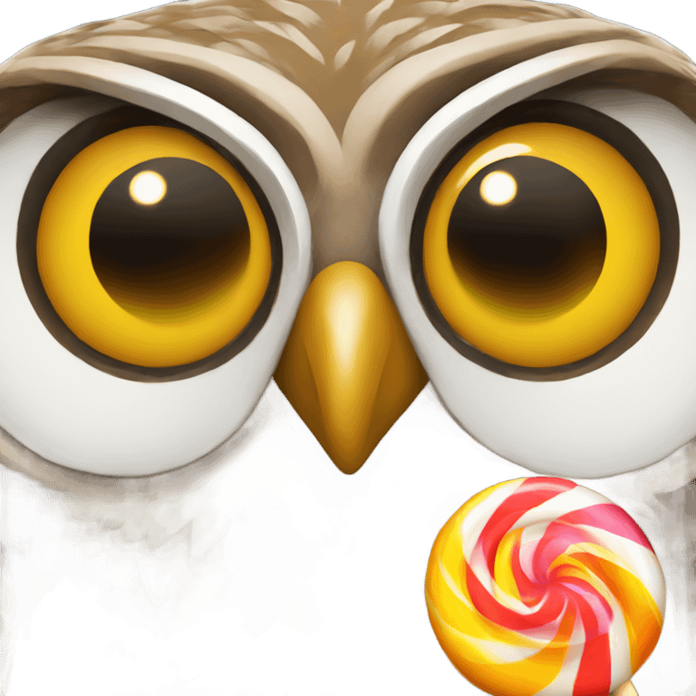 Owl eating a lollipop  emoji