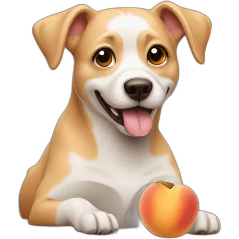 dog eating a peach emoji