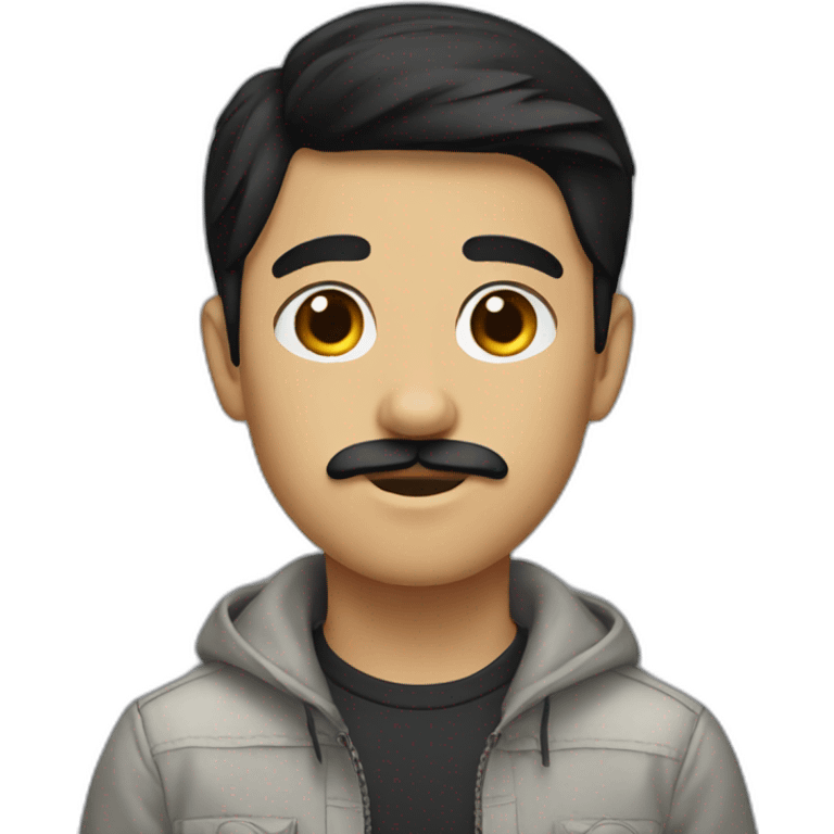 Teenboy with medium Short black hair and mustache emoji